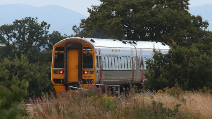 A train coming towards the viewer